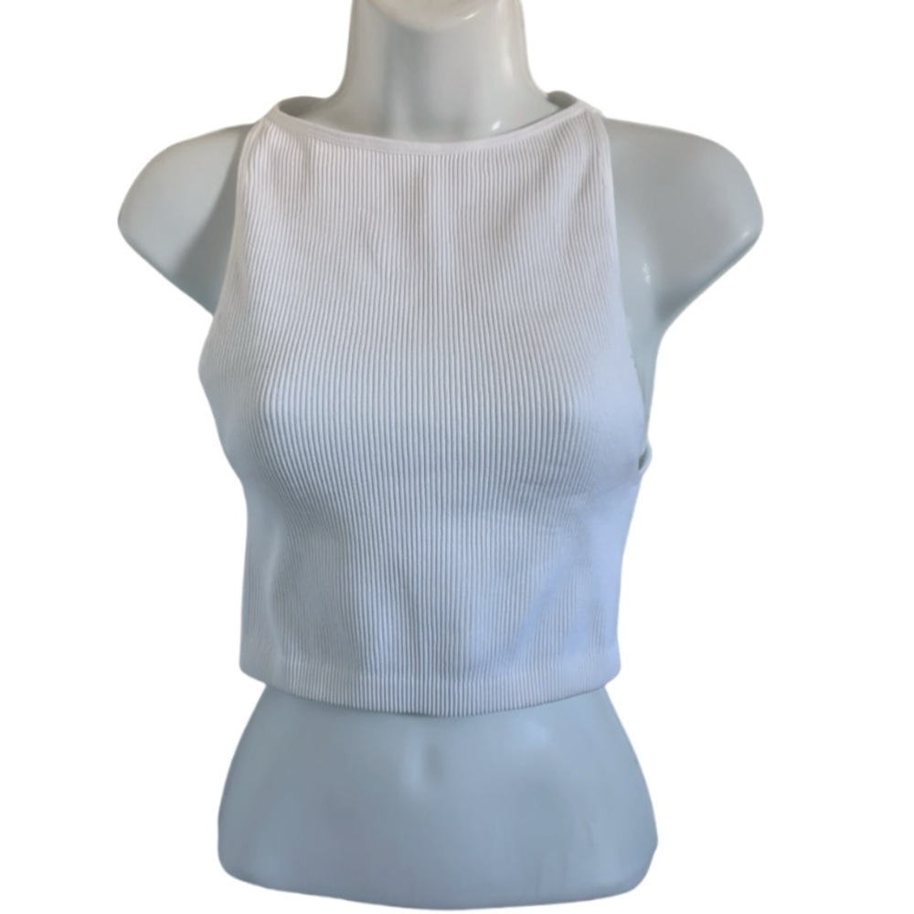 Cotton On Classic White Ribbed Crop Top Size M/L